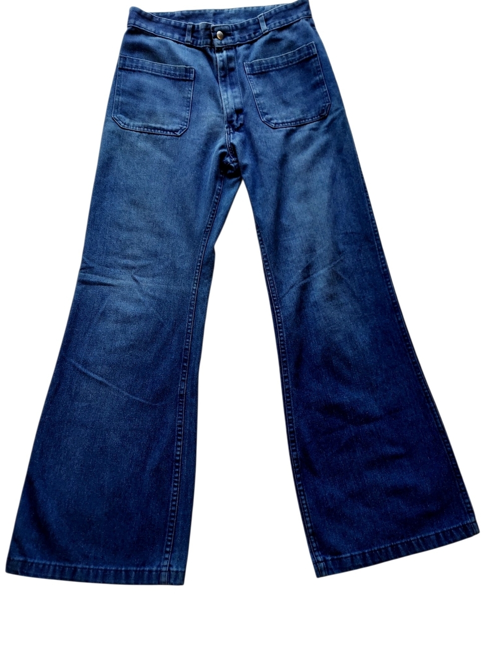 Vintage Seafarer Military Utility Wide Leg Flare Jeans High Rise Navy 30x32 USA - Picture 8 of 15